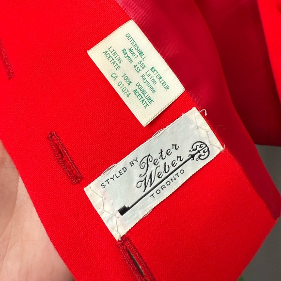 Vintage 60s 70s Skirt & Jacket Two Piece Set Sz XXS XS Red Wool Blend Retro Mod - Picture 12 of 12